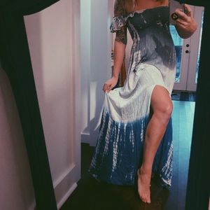 Blue and white tie dye Maxi Dress
